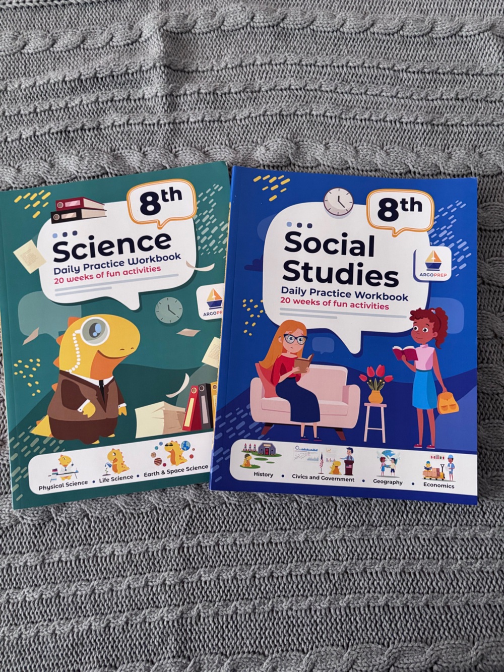Kids 8th Grade Science & Social Studies Practice Workbooks